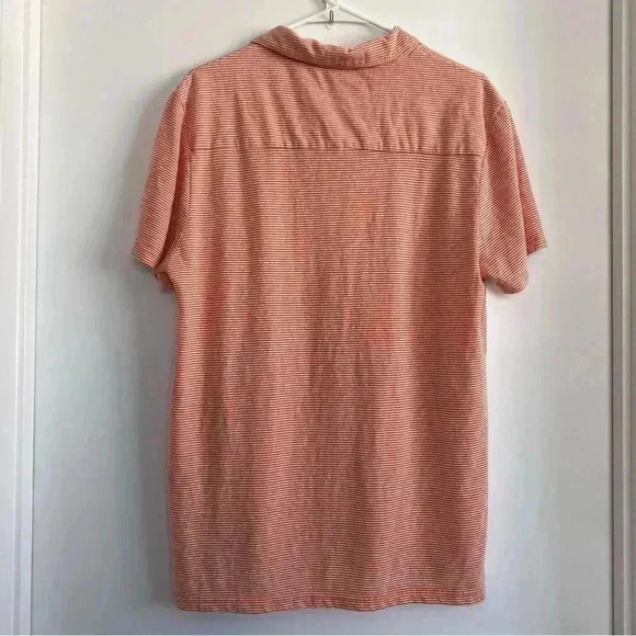 Onia linen blend striped polo T-shirt L - Picture 3 of 4